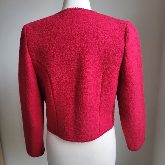 Vintage Jos. A. Bank Clothiers Pure Red Virgin Wool Silver Button Jacket Size 12 - Picture 9 of 16